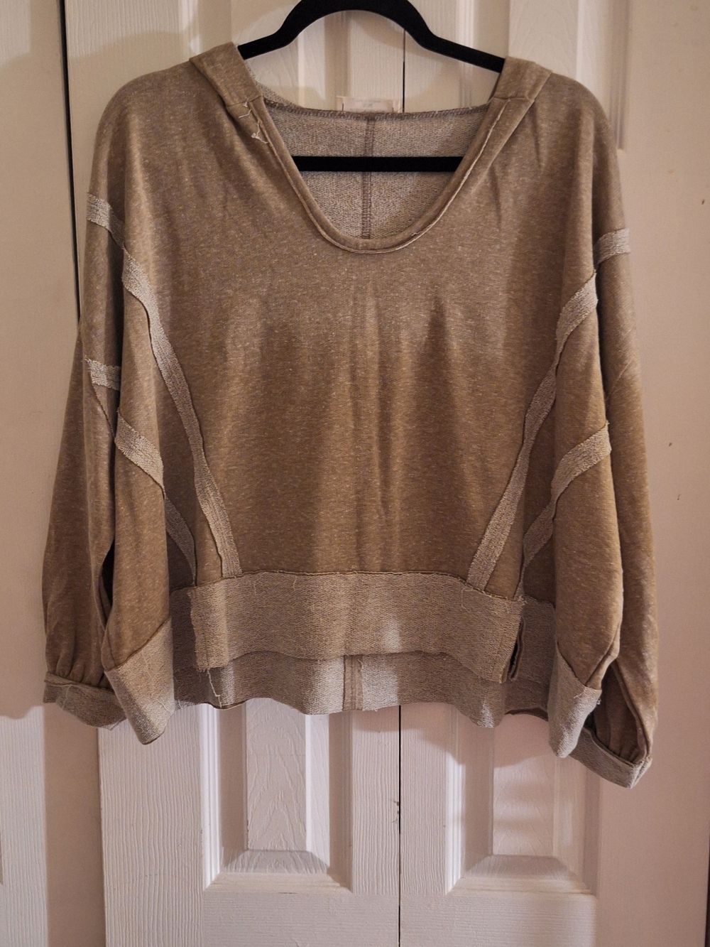 Zenana Outfitters Contrast Trim Raw Edge Hoodie - Oversized S/M